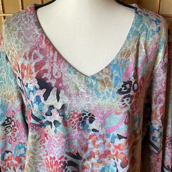 Soft Surroundings Sweater Mixed Pastel Print Transitional Fall Tunic Sweater - Picture 4 of 15